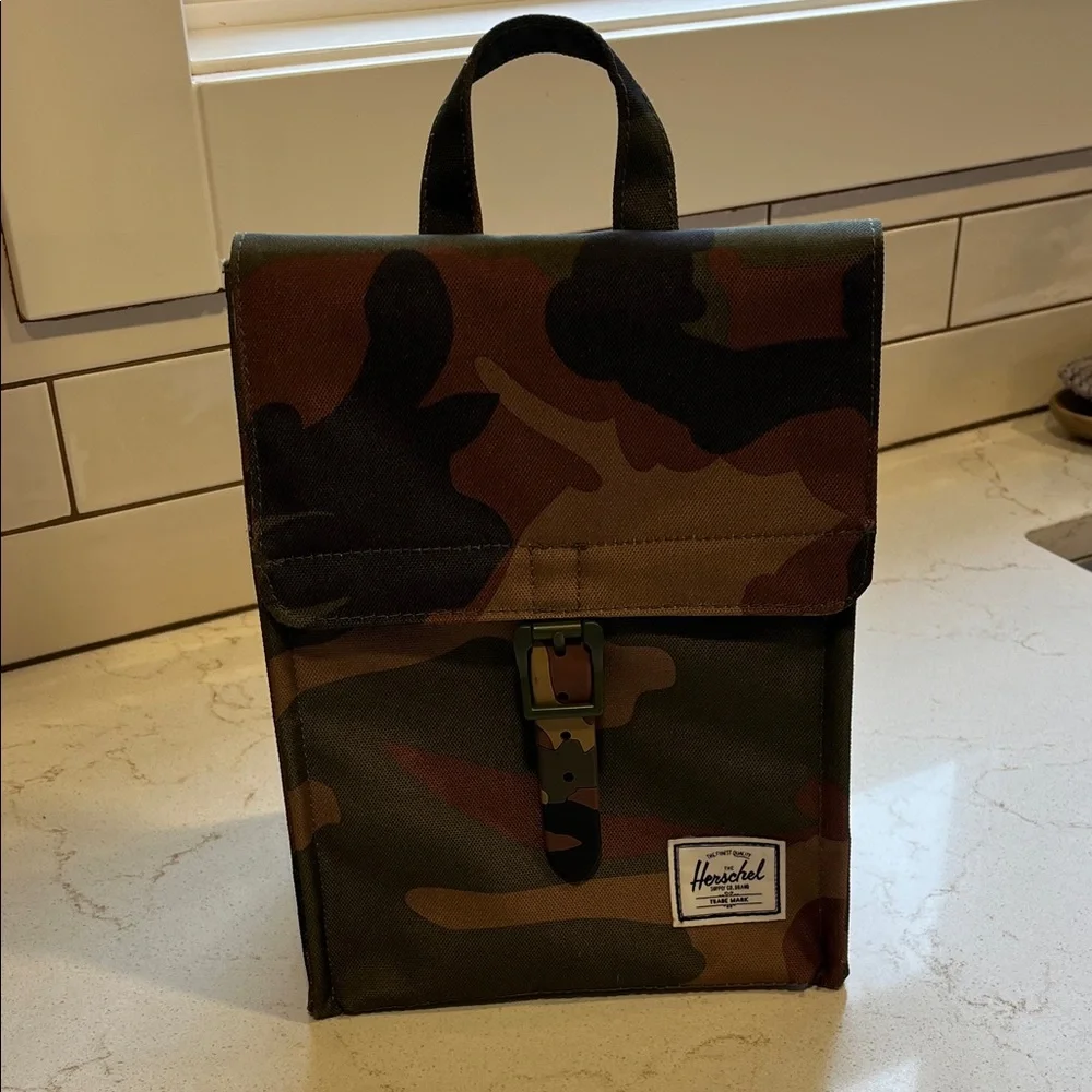 Herschel Supply Company Kids Camo Lunch Bag - Green, Brown, Black